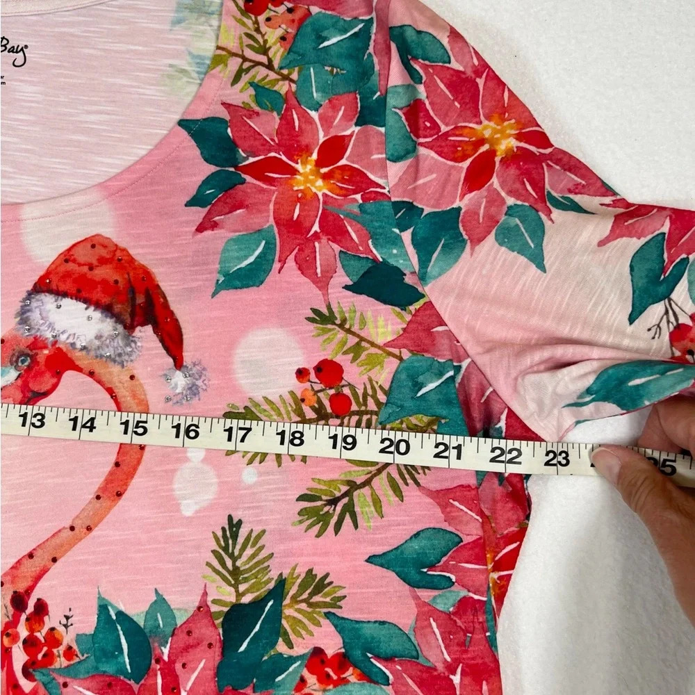 CORAL BAY Tropical Christmas Flamingo Bedazzled Blouse Coastal  Size XL - Picture 12 of 12